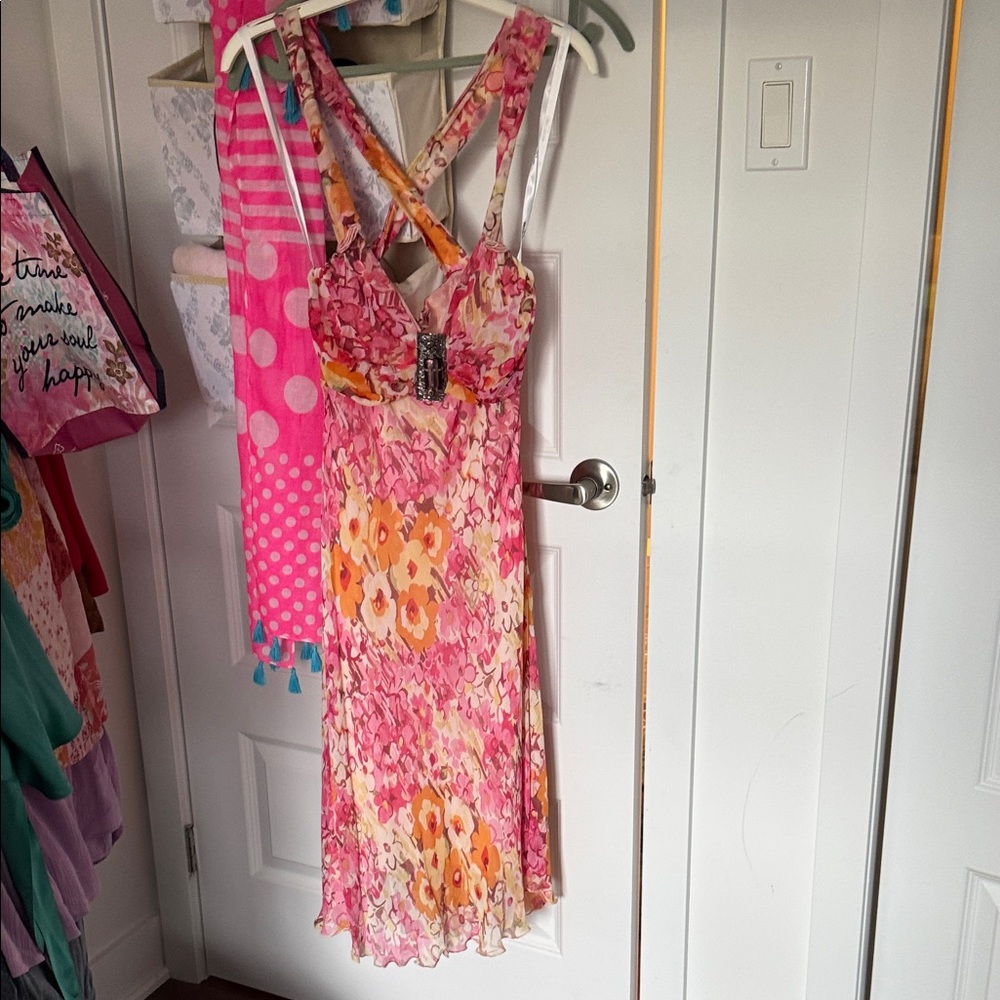 Shirt and passion Floral Pink and Orange Dress size M